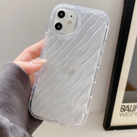 Case for iPhone 13 Mini for Women Girls, Cute Curly Wave Water Ripple Shape Protection Cover Shockproof Phone Case for iPhone 13 Mini 5.4 inch (Clear)