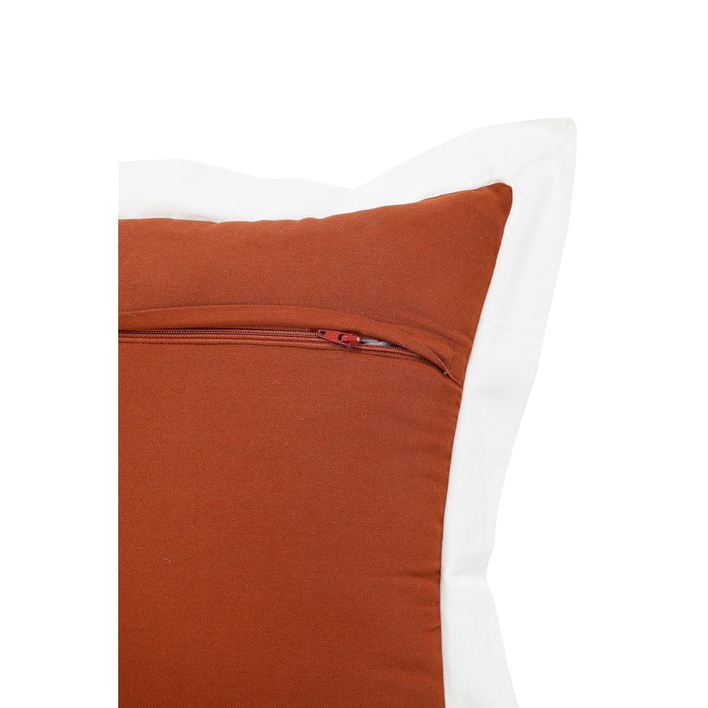 Harlow Hill Cinnamon/White Bordered Contemporary Cotton Throw Pillow Cover, 20" x 20"