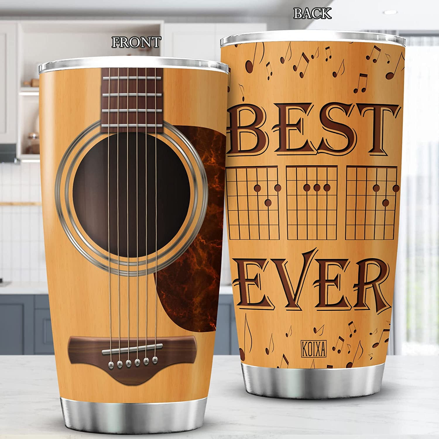 Laser Engraved Electric Guitar With Musical Notes Stainless Steel Powder  Coated Tumbler + Splash Proof Lid + 2 Straws*, Triple Wall Vacuum  Insulated, Coffee Cup Travel Mug