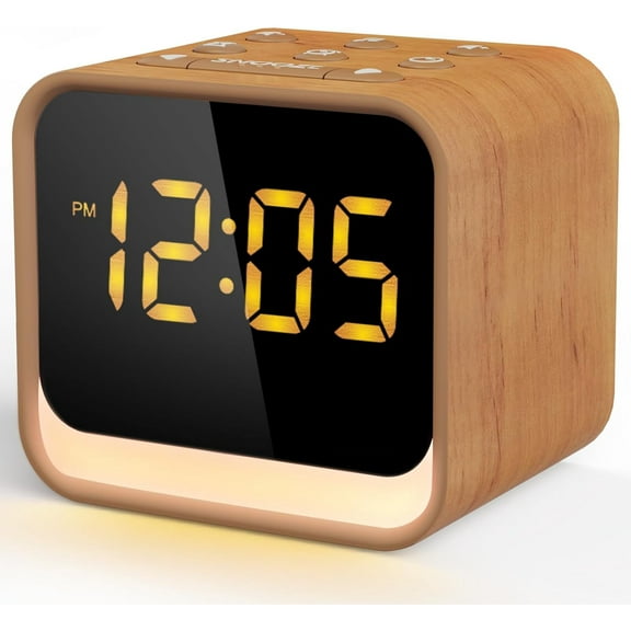 Wooden Sound Machine Alarm Clock for Bedrooms - Gentle Wake-Up with Birdsong, White Noise for Sleeping, Small Digital Clock for Phone-Free Routine