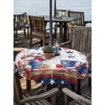 thumbnail image 2 of Outdoor Tablecloth with Umbrella Hole for Patio/Picnic/Party/Camping, Independence Day Waterproof Table Cloth Round Cover Washable, American Flag Star Floral Gray Wood (Dia 54"), 2 of 9