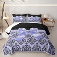 thumbnail image 2 of Erosebridal Purple Cute Bows Girls Twin Quilt Set,Gothic Vintage Floral Twin Coverlet Set For Adult,2-Piece, 2 of 7