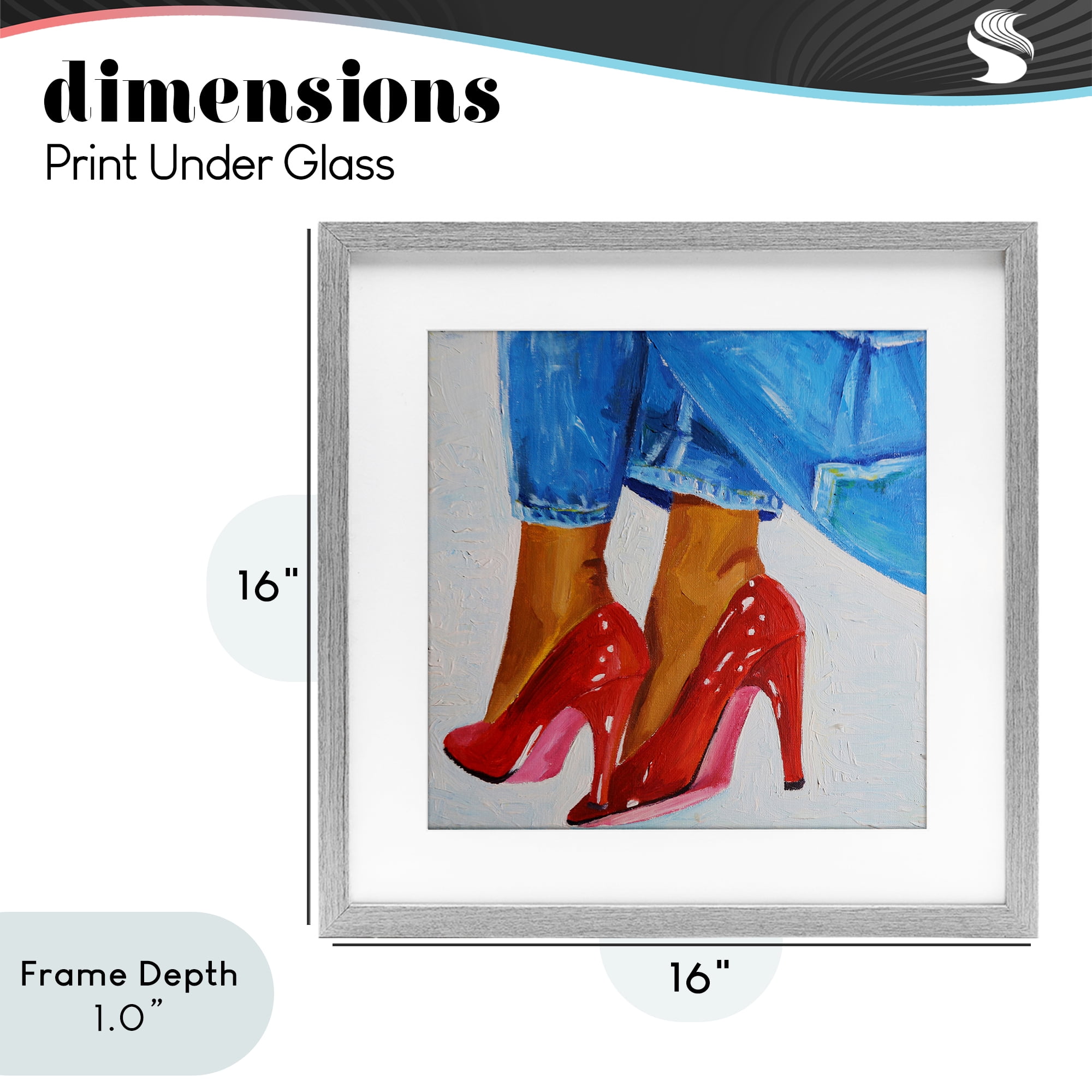 Stupell Industries Glossy Red Pumps & Jeans Gray Framed Print Under Glass, design by Violeta Vollmer