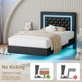 thumbnail image 3 of 4 Ever Winner Twin Floating Bed Frame with LED Lights, LED Upholstered Platform Bed Frame with Diamond Tufted Headboard, Black LED Bed Frame for Bedroom, Black, 3 of 7