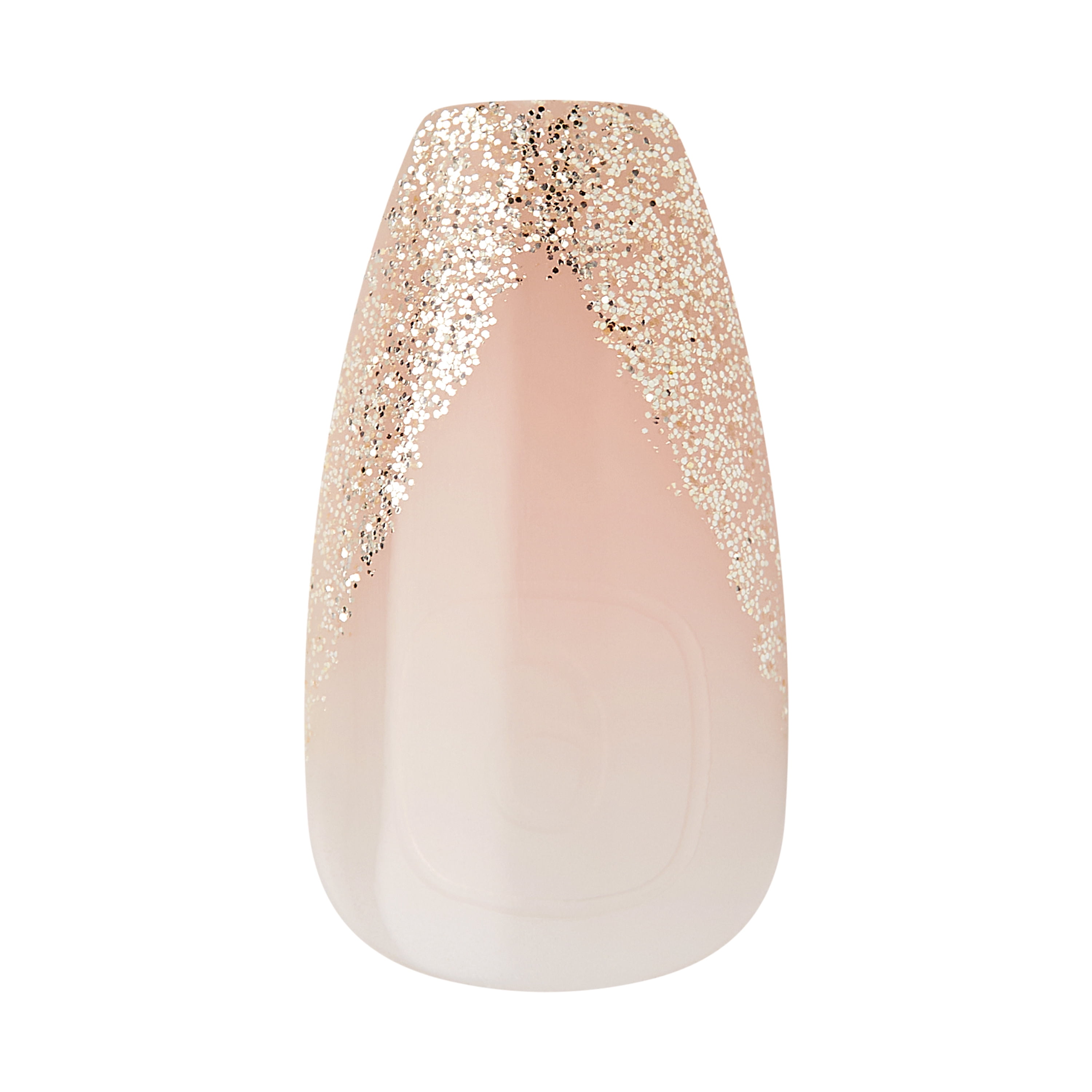 KISS Salon X-tend Press on Nails, Idol, Gold, Medium Coffin, 30 Count