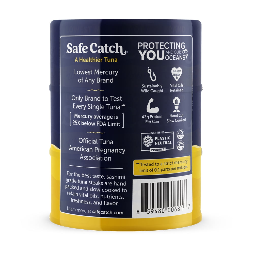 Safe Catch Wild Ahi Yellowfin Tuna, 3 Pack, 5 oz Cans – Low-Mercury, High-Protein Canned Tuna