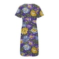 thumbnail image 5 of Wycnly Summer Dresses for Women Fashion Loose Plus Size Swing Button Down Tunic Long Dresses with Pocket 2024 Elbow-Length V-Neck Daisy Print Maxi Formal Dress Purple XXXL, 5 of 5