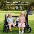 thumbnail image 3 of HARPPA Foldable Wagon Stroller for 2 Kids, Kids Wagon with Canopy, 5-Point Harness, Bench Seat, Gray, 3 of 8