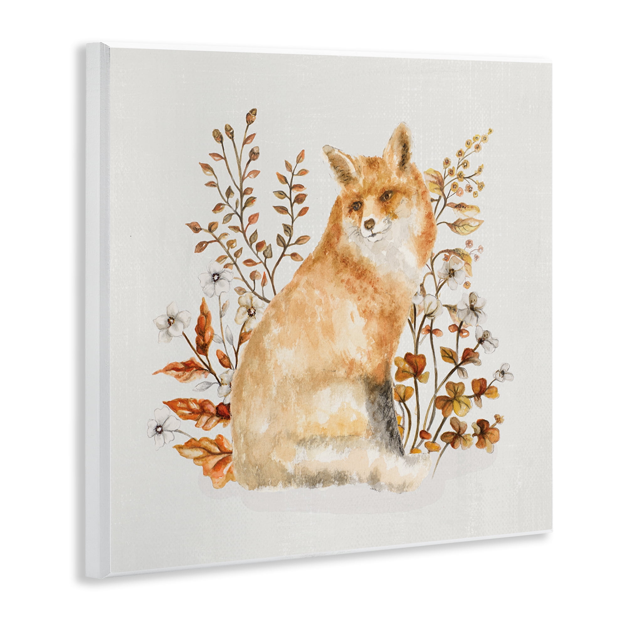 Stupell Industries Rustic Fox & Botanicals Animals & Insects Painting Unframed Art Print Wall Art, 12 x 12