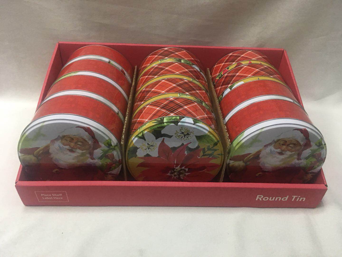 Holiday Time Round Tin Round Assorted Cookie Tins