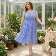 thumbnail image 3 of Vestidos Flowy de Cuello Cuadrado Sin Mangas para Mujeres de Talla Grande Agnes Orinda 3X Azul, 3 of 8