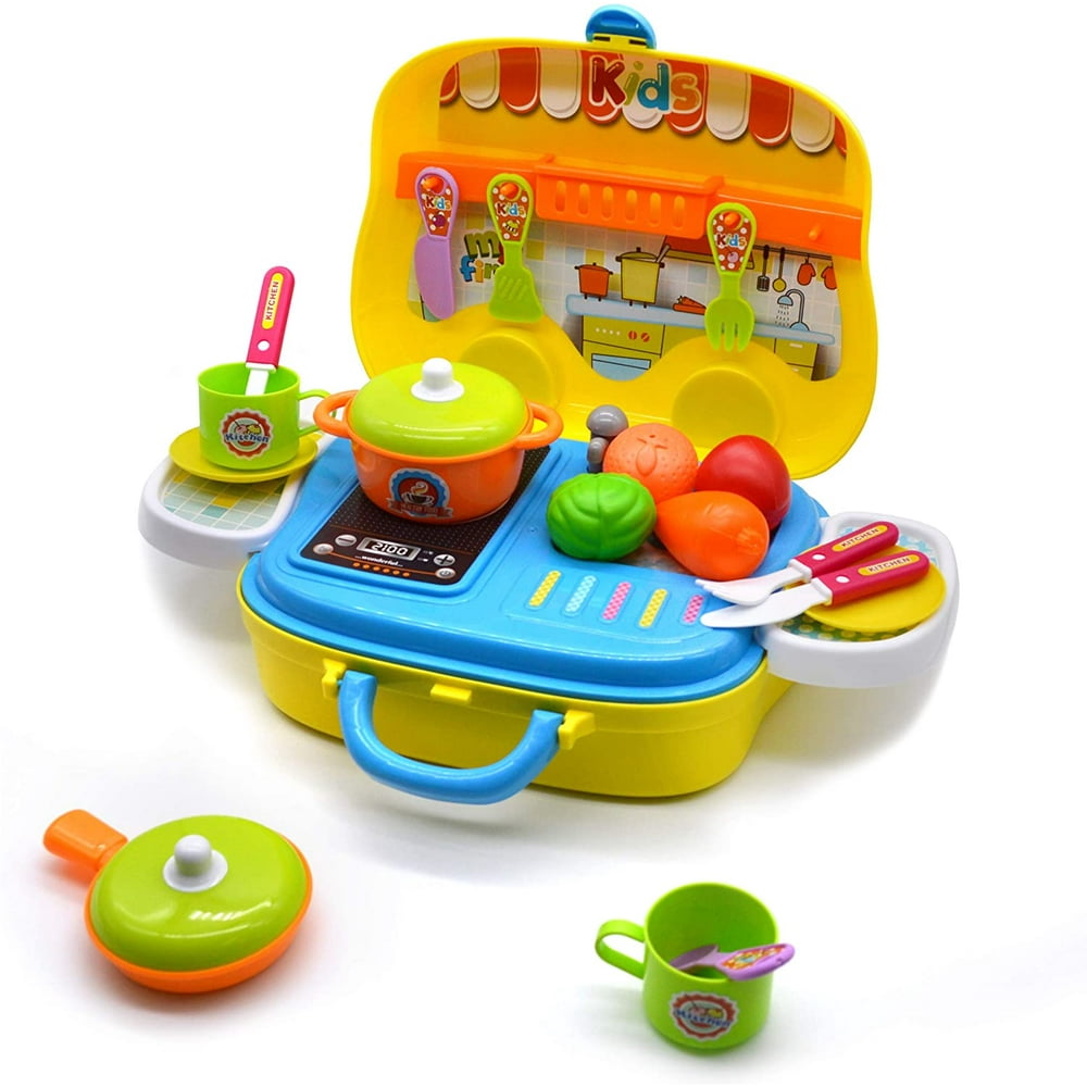 Jimmy's Toys Cooking Carry Case with Wheels Stove, Pots, Pans, Dishes