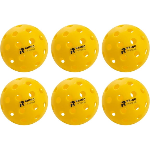 Champion Sports Outdoor Pickleball Balls - Official Size Outdoor Pickleballs - Yellow Pickleball Ball Set for Outdoor Courts - 6 Pack