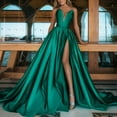thumbnail image 4 of Daolelai Women's Deep V Slit Long Wedding Dress, 4 of 4