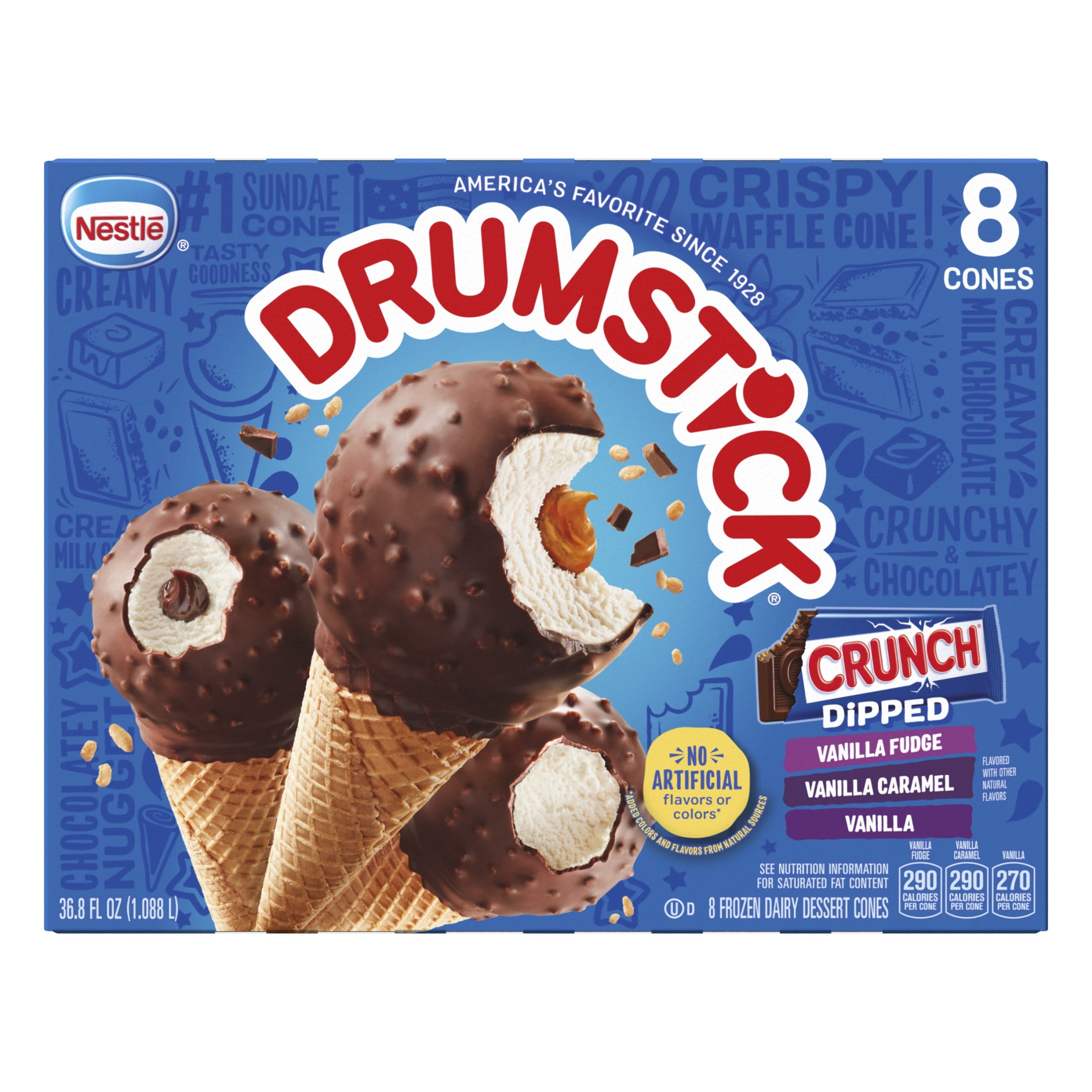 Drumstick Crunch Dipped Sundae Cones Variety Pack, Kosher, 8 Count