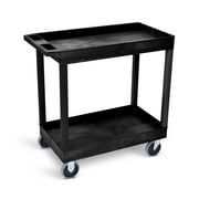 Luxor 18" x 32" Two Shelf Heavy Duty Tub Utility Cart - Black