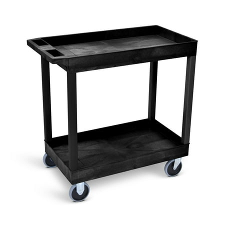Luxor 18" x 32" Two Shelf Heavy Duty Tub Utility Cart - Black