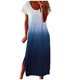 thumbnail image 2 of ICHUANYI Clearance Women's Round Neck Short Sleeve Print Daily Casual Vintage Bohemian Maxi Dress(Blue, XL) ICHUANYI WER2023080814186, 2 of 5