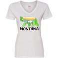 thumbnail image 3 of Inktastic Montana Lake and Trees in Bear Silhouette Women's V-Neck T-Shirt, 3 of 5