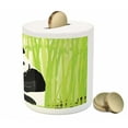 thumbnail image 3 of Panda Piggy Bank, Panda Bear in Bamboo Forest Jungle Oriental Nature Wildlife Tropic Cartoon Art, Ceramic Coin Bank Money Box for Cash Saving, 3.6" X 3.2", Lime Black White, by Ambesonne, 3 of 4