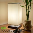 thumbnail image 4 of Kira Home Lucerna 13" LED TOUCH Table Lamp, Nightstand Lamp for Bedroom, White Fabric Shade + Oil Rubbed Bronze, 4 of 7