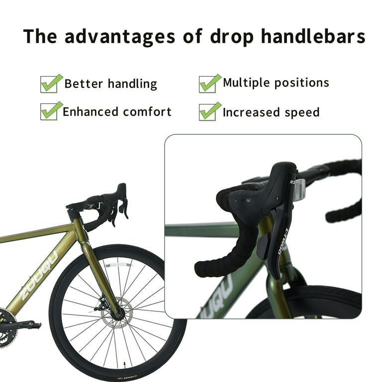 ZUUQU Phaedra 700C Road Bike for Men, 47/50cm Aluminum Frame,16-Speed Road bicycle with Disc Brakes ,Swiss paint, Green
