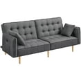 Alden Design Memory Foam Convertible Futon Sofa Bed with USB, Gray