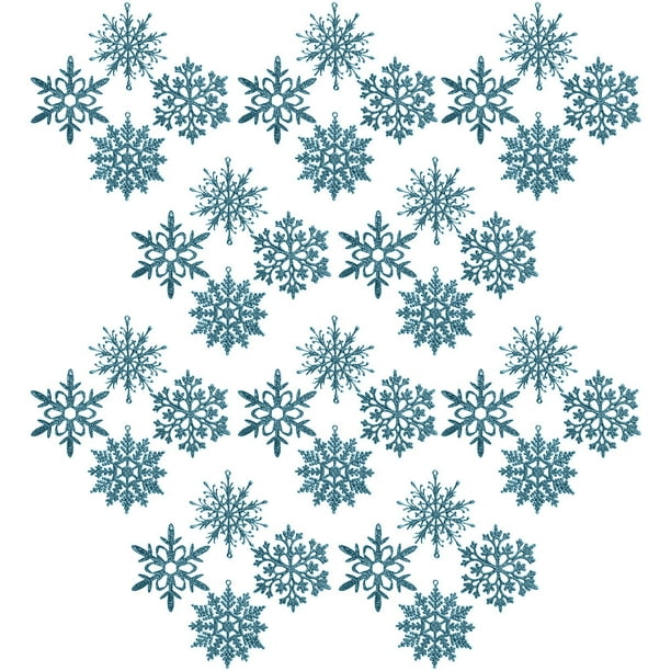 Navidad Copos de nieve Árbol de Navidad Colgando Inicio Inicio Glitter Artesanías Colgantes Decoración Regalo de vacaciones Niños Azules Azules seitruly HA009993-04B