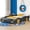Black, variant on Full Size Race Car-Shaped Platform Bed with Storage, Novelty Vehicle Bed with Wheels & Guardrails, Sturdy Wood Frame, No Box Spring Needed for Bedroom Guest Room, Black+Yellow