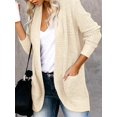thumbnail image 2 of Borke Womens Long Sleeve Open Front Waffle Chunky Knit Cardigan Sweater Outwear, 2 of 6
