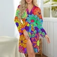 thumbnail image 3 of Robe de Pyjama Rétro Psychédélique pour Femmes Imprimé Fleurs Hippies Vêtements de Nuit Manches Longues Col en V Pyjamas Graphiques Robe Rétro, 3 of 4