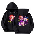 thumbnail image 1 of Moonsky Sudadera con capucha y cordón HUNTRX, estampado de grupo de chicas coreanas, jersey corto, suave y cómodo, top de manga larga para primavera y otoño. Negro 120, 1 of 4