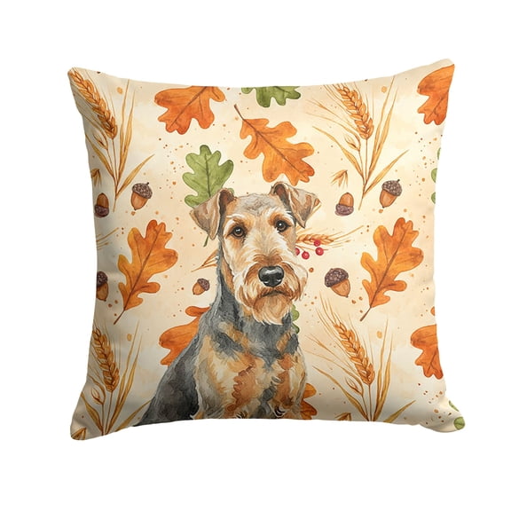 Grizzle Airedale Terrier Heirloom Fall Throw Pillow Decorative Indoor Outdoor Accent Cushion for Couch Bed or Patio 14Hx14W