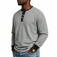 thumbnail image 4 of Henley Shirts for Men Long Sleeve Casual Stripe Tops Lightweight Long Sleeve V Neck Tshirts Moisture Wicking Casual Daily Fall Solid Versatile for Street Fashion Business Work, 4 of 7