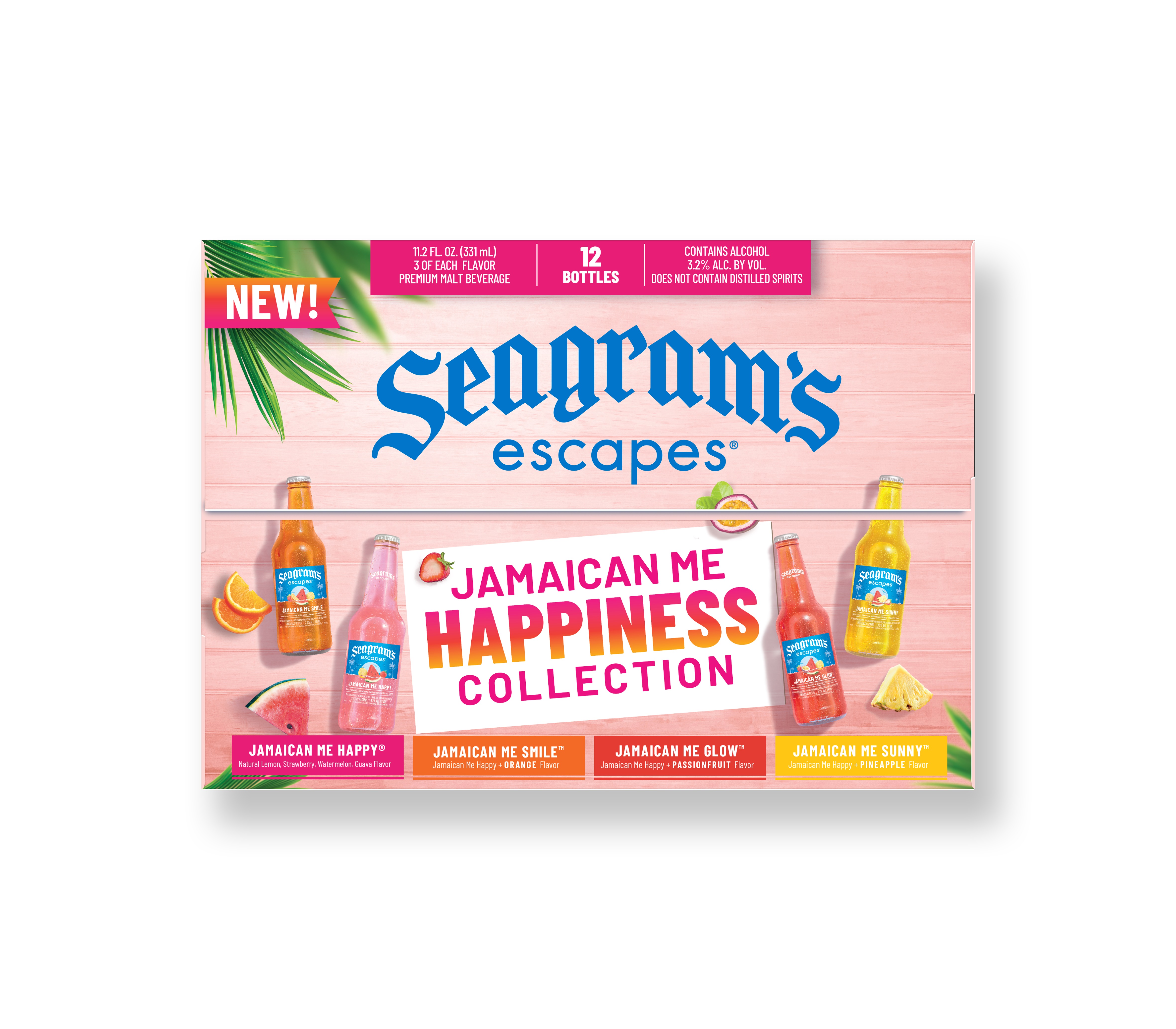 Seagram's Escapes Jamaican Me Happiness Collection, Flavored Malt Beverage, 12 pack, 11.2 fl oz Glass Bottles, 3.2% ABV - image 4 of 4
