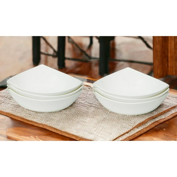 HomeRoots White Six Piece Triangle Bone China Service For Six Bowl Set