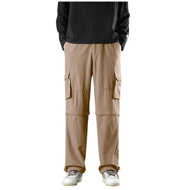 AherBiu Pantalon de Randonnée Extérieur pour Homme, Détachable, Léger, Extensible, Pantalon de Travail avec Multiples Poches, Décontracté, Séchage Rapide