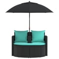 thumbnail image 6 of vidaXL Garden Sofa with Cushion 8 pcs Black and Turquoise Poly Rattan, 6 of 6