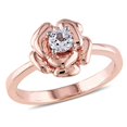 thumbnail image 1 of 1/3 Carat (ctw) Lab-Created White Sapphire Floral Ring Rose-plated Sterling Silver, 1 of 5