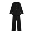 thumbnail image 4 of Two Piece Set for Women Business Long Sleeve Blazer Jackets Wide Leg Pant Suits Color: Black Size: XXL, 4 of 4