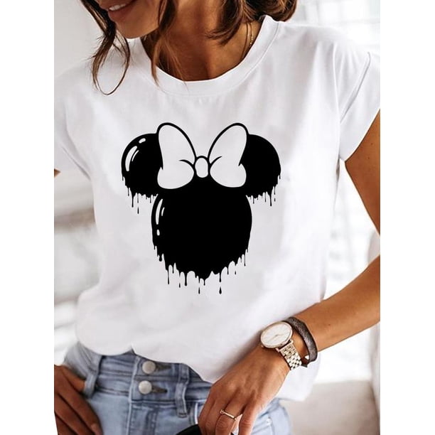 Cartoon Top Clothing Disney Mickey Mouse Clothes Tee Women Female 90s Sweet Cute Printed Fashion Lady Casual Graphic T-shirtsXXXL Gao Jinjia LED