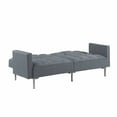 thumbnail image 3 of Furntsy Modern Linen Upholstered Futon Sofa Bed for Compact Living Space, Apartment, Gray, 3 of 9