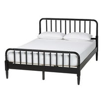 Maklaine Farmhouse Black Spindle Wood King Size Platform Bed
