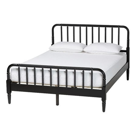 Maklaine Farmhouse Black Spindle Wood King Size Platform Bed