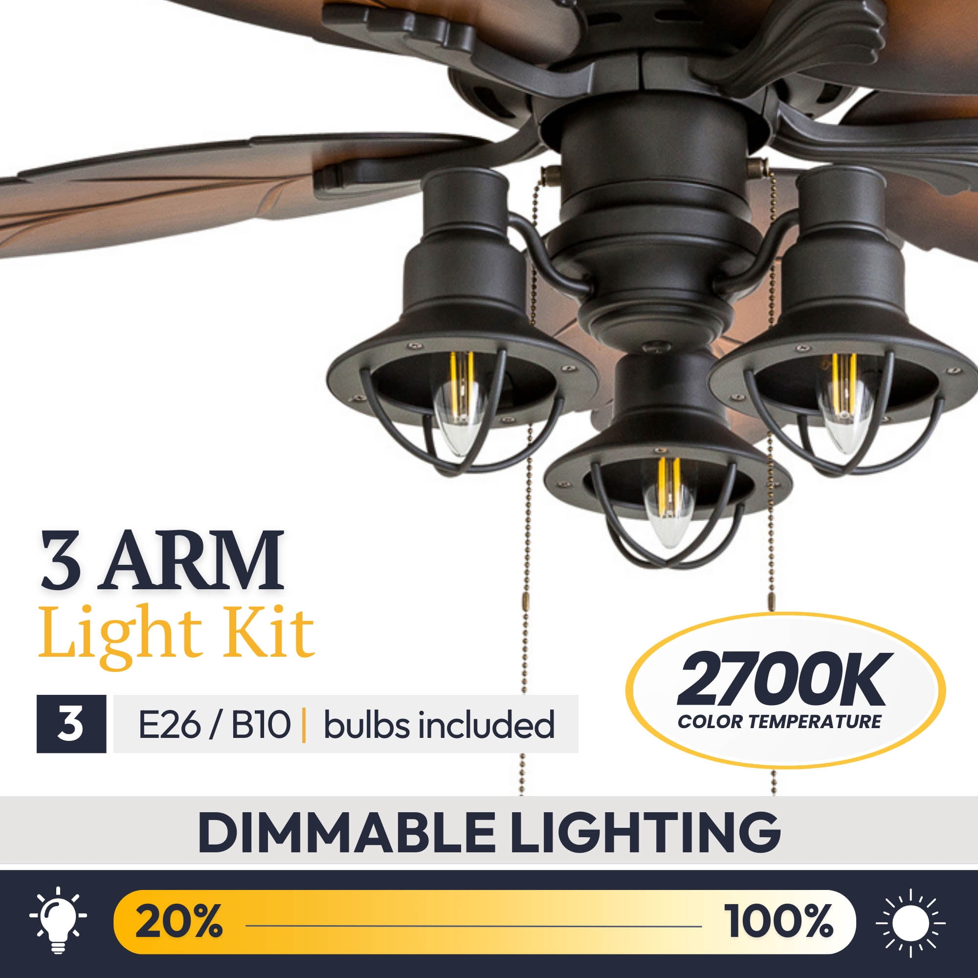 Prominence Home 50653-35 Ocean Crest Tropical 52-Inch Tropical Bronze Indoor Ceiling Fan, Lantern LED Multi-Arm Mocha Blades