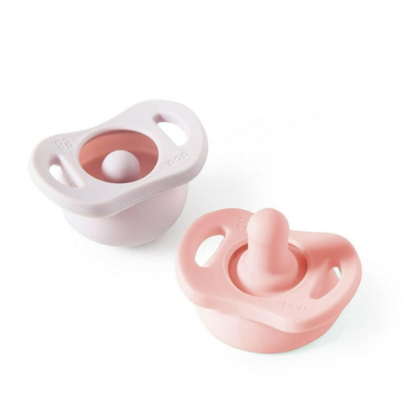 Doddle & Co - Bébé, Nourrisson - Sucette Pop & Go - Étape 1 - Étui à sucette intégré - Silicone - Paquet de 2 - Blush / Lilas