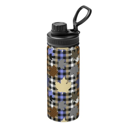 

Gaeub maple leaves Houndstooth Print Stainless Steel Water Bottle 18oz Sports Insulated Kettle for Women Men Suitable as a Gift