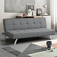 thumbnail image 3 of Costway Convertible Futon Sofa Bed Adjustable Sleeper with Stainless Steel Legs, 3 of 11