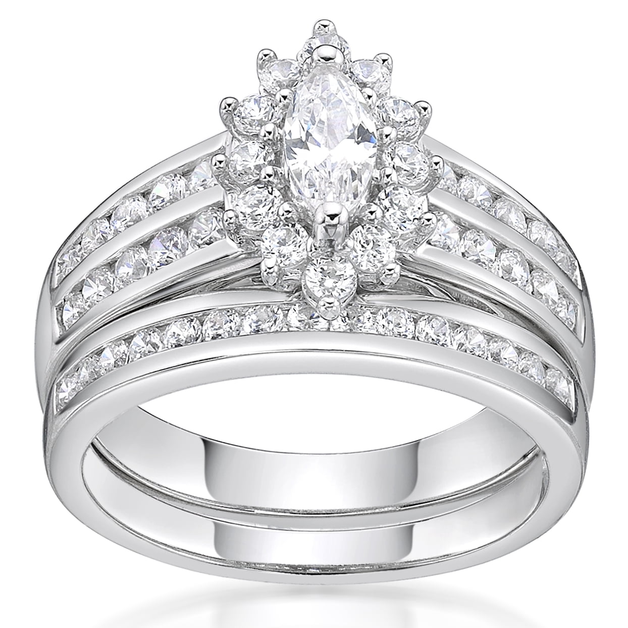 Shining White Diamond-Cut Wedding  Jewelry Ring 18K White Gold Filled  Sz5-Sz9 
