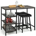 thumbnail image 1 of Costway 3 Pièces Comptoir Hauteur Bar Table Ensemble w/2 Tabourets et 3 Étagères de Rangement, 1 of 10